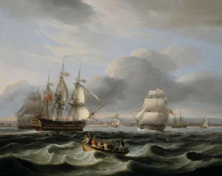 Britische Kriegsschiffe und andere Schiffe vor Portsmouth